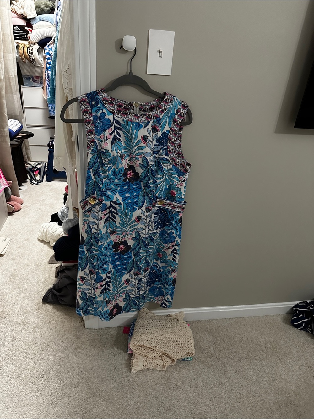 Lilly Pulitzer Blue Floral Sleeveless Shift Dress